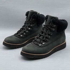 Cole Haan Grandexplore Women's 8 Boots Green Black Leather Waterproof Ankle